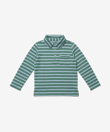 Parker Long Sleeve Polo, Forest Stripe