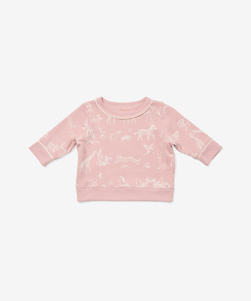 Remy Baby Sweatshirt, Rose Animal Parade