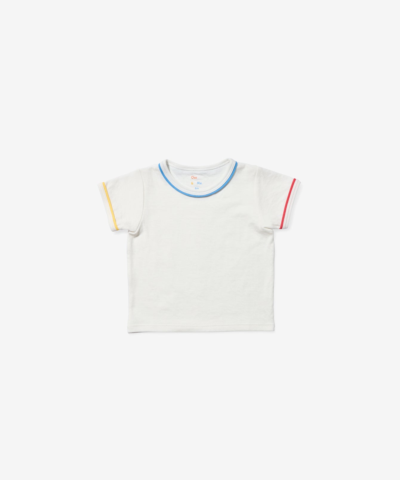 White Baby T-Shirt with Navy Piping | Oso and Me