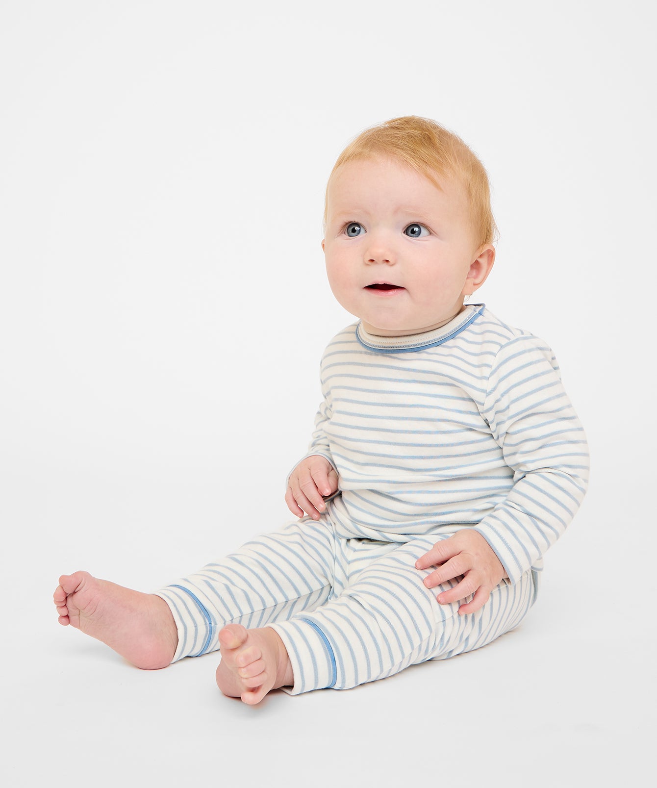 Andy Baby Legging, Dusty Blue Mini Stripe