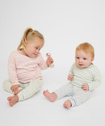 Andy Baby Legging, Dusty Blue Mini Stripe