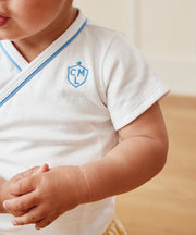 Crossbody Short Sleeve One-piece, Blue Piping