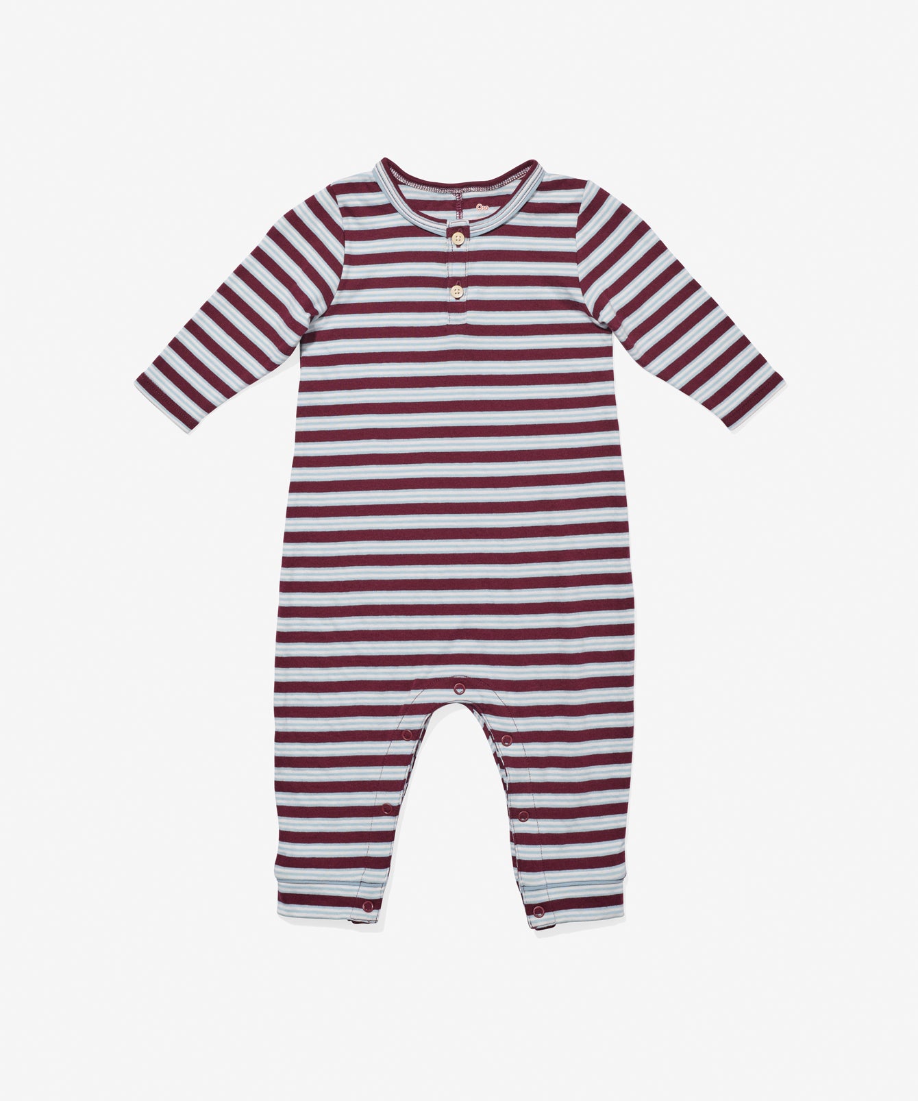 Campbell Romper, Burgundy Triple Stripe