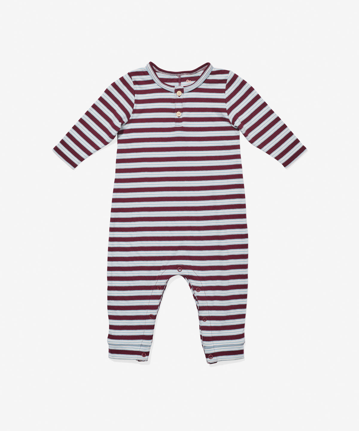 Campbell Romper, Burgundy Triple Stripe