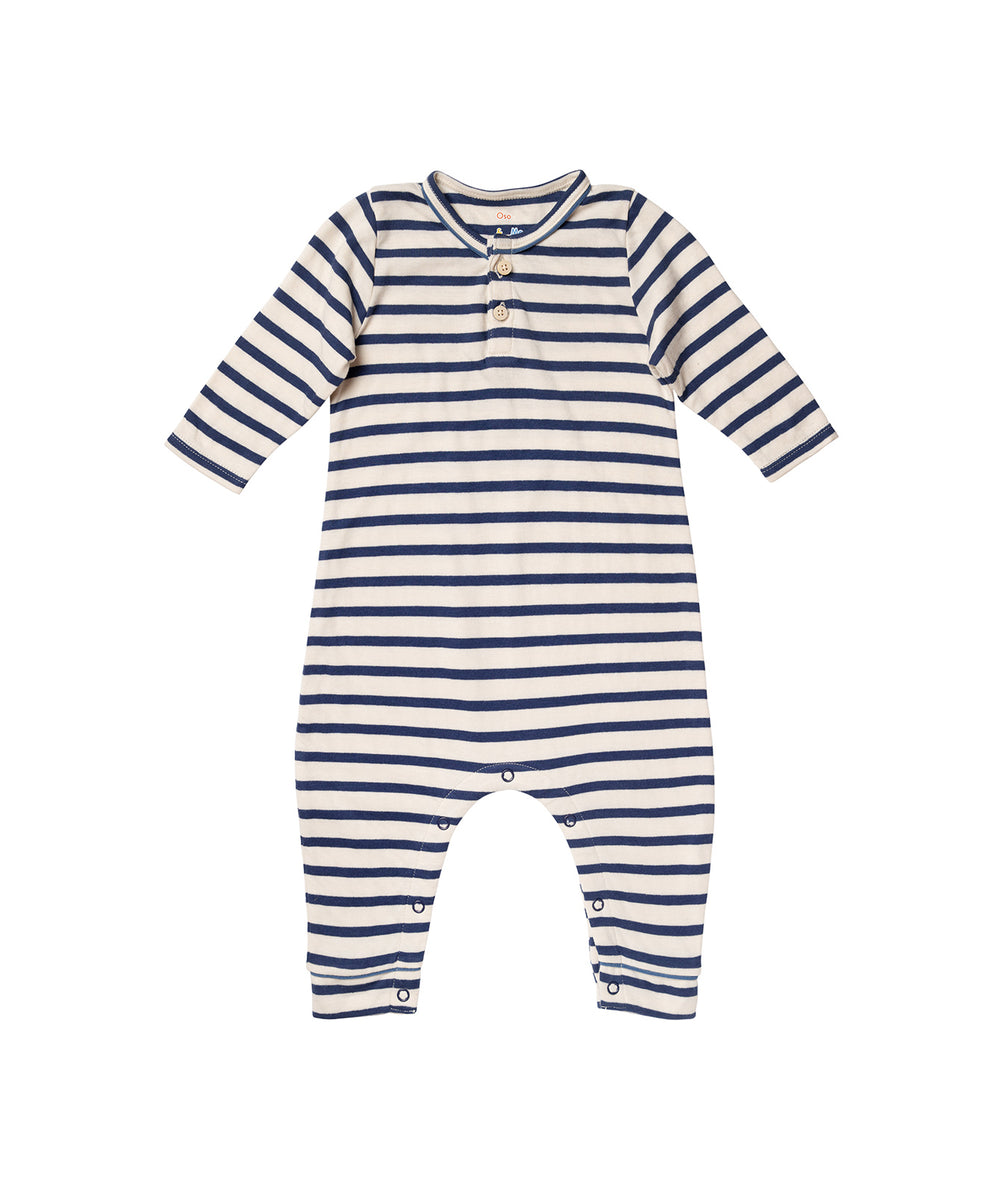 Campbell Romper, Navy Stripe