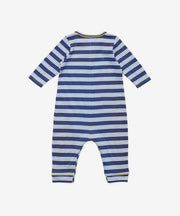 Campbell Romper, Navy Twin Stripe