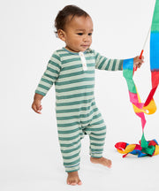 Campbell Romper, Pine Twin Stripe
