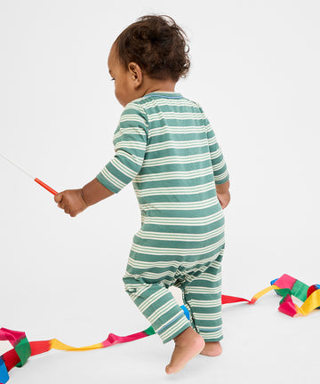 Campbell Romper, Pine Twin Stripe