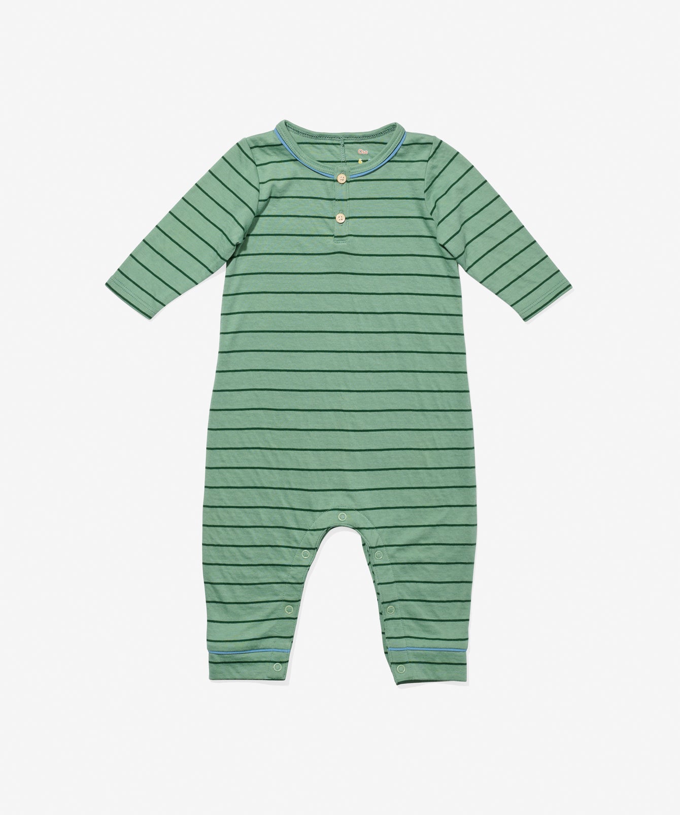 Campbell Romper, Sage Fine Stripe