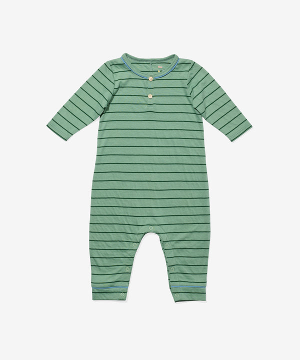Campbell Romper, Sage Fine Stripe