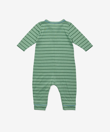Campbell Romper, Sage Fine Stripe