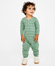 Campbell Romper, Sage Fine Stripe
