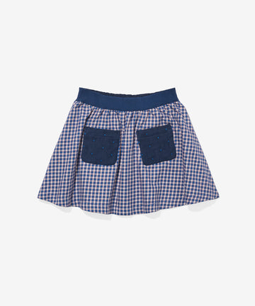 Carter Skirt, Marine Tiny Check