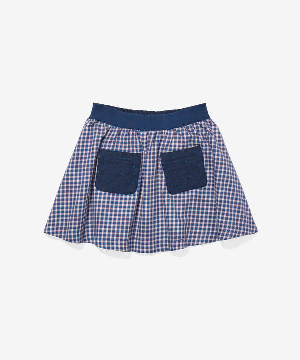 Carter Skirt, Marine Tiny Check