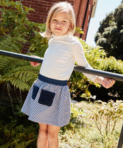 Carter Skirt, Marine Tiny Check