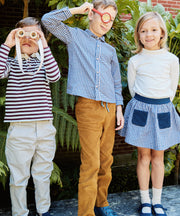 Carter Skirt, Marine Tiny Check