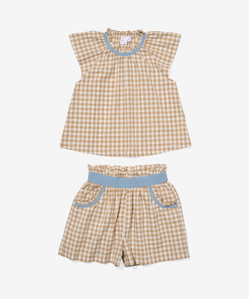 Cecil Short Set, Camel Check