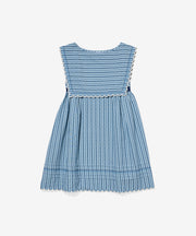 Clairette Dress, Navy Ladder Stripe