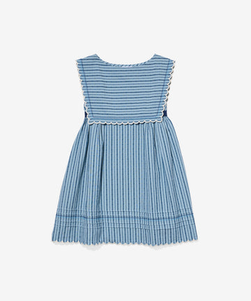 Clairette Dress, Navy Ladder Stripe