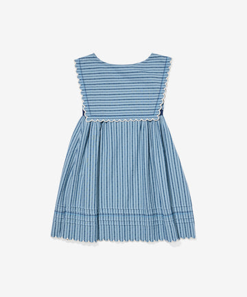Clairette Dress, Navy Ladder Stripe