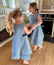 Clairette Dress, Navy Ladder Stripe