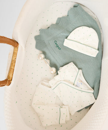 Crib Sheet, Seafoam Hearts