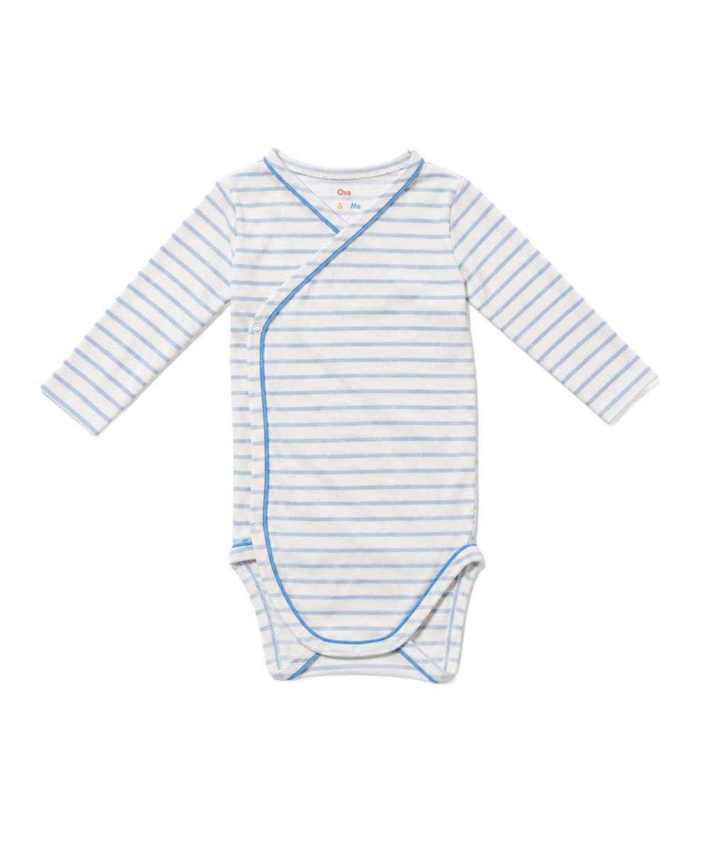 Crossbody One-piece, Dusty Blue Mini Stripe