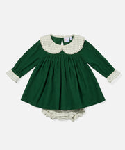 Delphina Baby Dress, Forest Corduroy