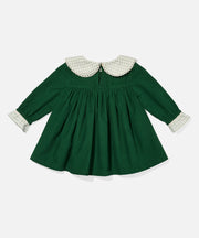 Delphina Baby Dress, Forest Corduroy