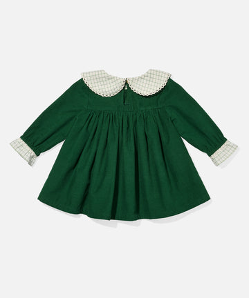 Delphina Baby Dress, Forest Corduroy