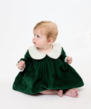 Delphina Baby Dress, Forest Corduroy