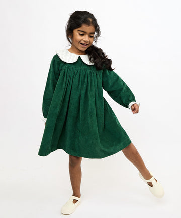 Delphina Dress, Forest Corduroy