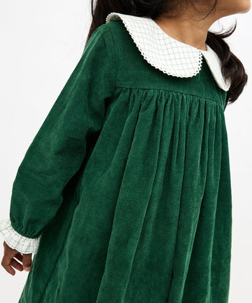Delphina Dress, Forest Corduroy