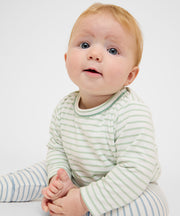 Edward Baby T-Shirt, Dusty Seafoam Mini Stripe