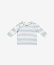 Edward Baby T-Shirt, Dusty Blue Mini Stripe
