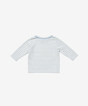 Edward Baby T-Shirt, Dusty Blue Mini Stripe