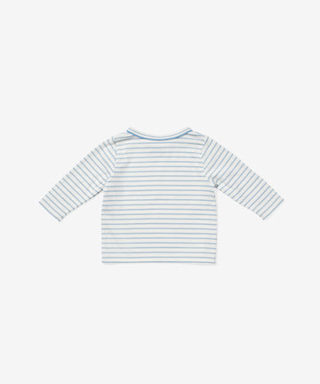 Edward Baby T-Shirt, Dusty Blue Mini Stripe