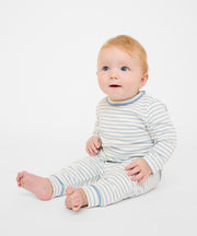 Edward Baby T-Shirt, Dusty Blue Mini Stripe