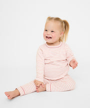 Edward Baby T-Shirt, Dusty Rose Mini Stripe