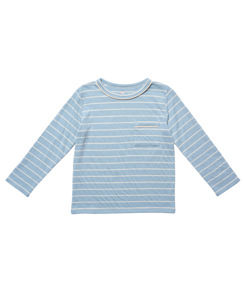 Edward T-Shirt, Dusty Blue Fine Stripe