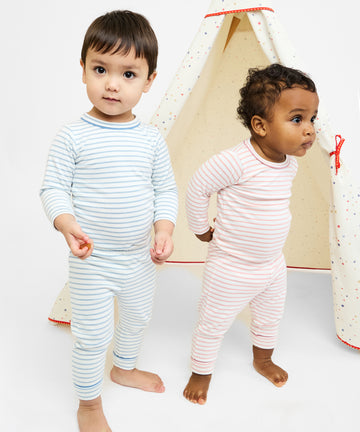 Edward One-piece, Dusty Blue Mini Stripe