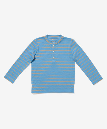 Henley T-Shirt, Blue Fine Stripe