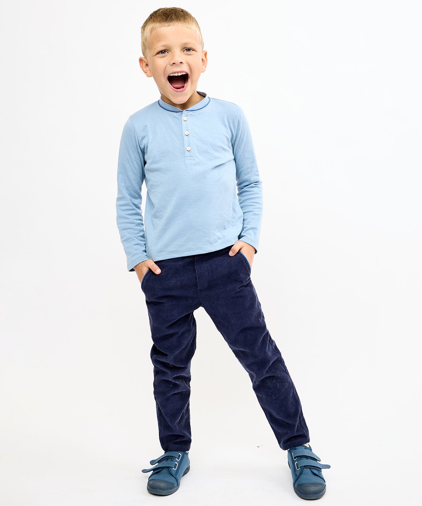 Henley T-Shirt, Dusty Blue