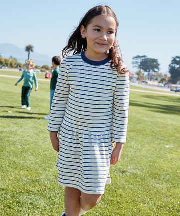 Isla Sweatshirt Dress, Navy French Stripe