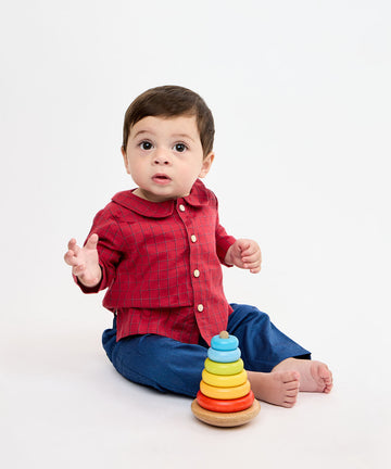 Jefferson Baby Shirt, Holiday Red Plaid