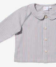 Jefferson Baby Shirt, Indigo Linen Stripe