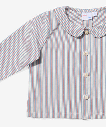 Jefferson Baby Shirt, Indigo Linen Stripe