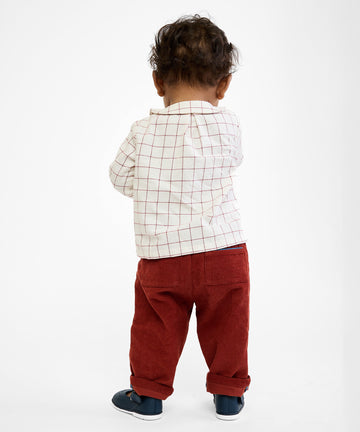 Jefferson Baby Shirt, Pomegranate Plaid