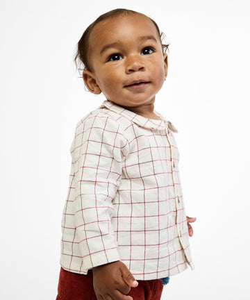 Jefferson Baby Shirt, Pomegranate Plaid