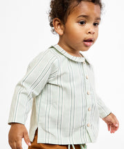 Jefferson Baby Shirt, Sage Chevron Stripe